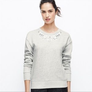 Ann Taylor Small gray sweatshirt with jeweled neck
